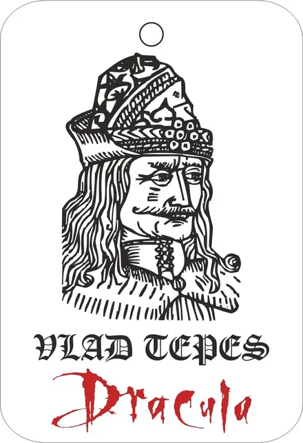 Custom air freshener with Vlad Tepes Dracula engraving