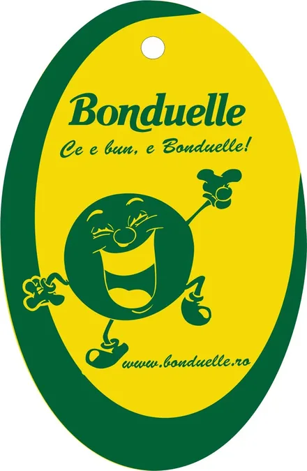 Custom oval air freshener for Bonduelle with mascot